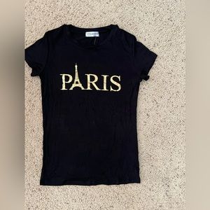 Girls Paris Black and Gold T-shirt size Medium NWT